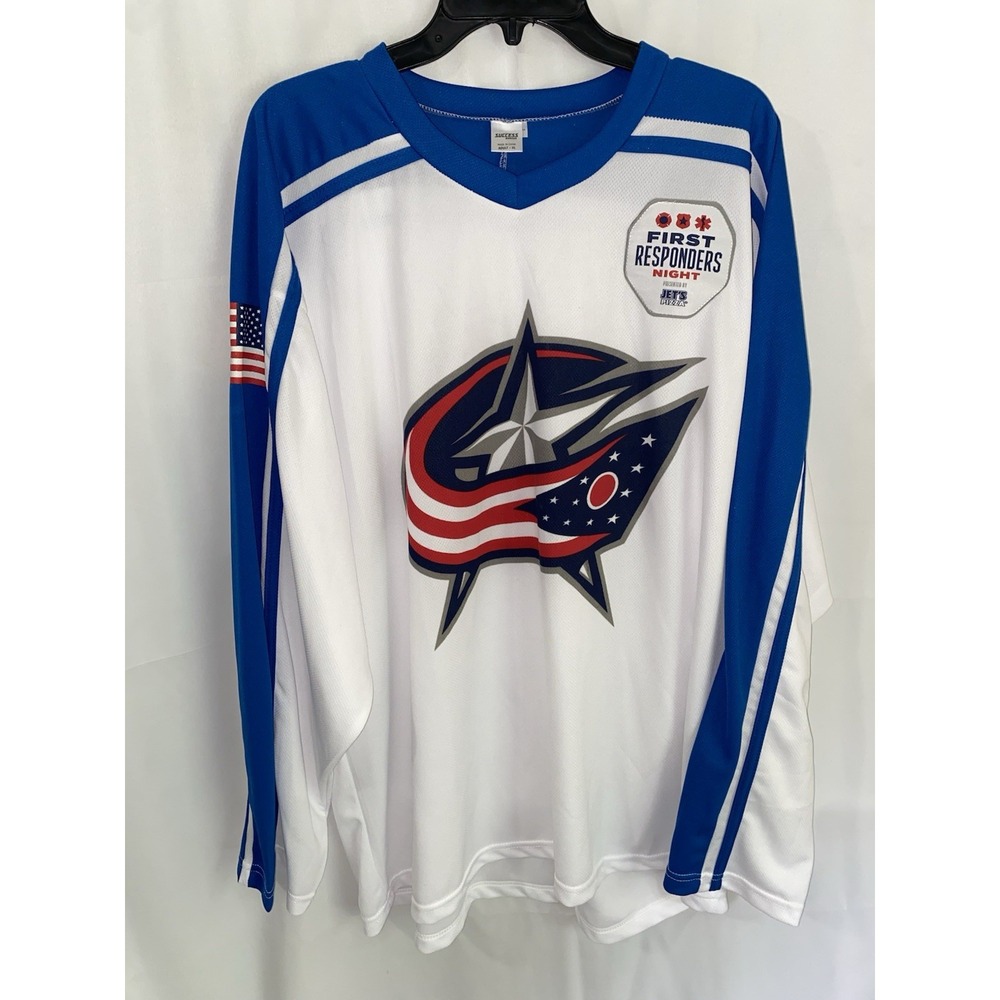 Columbus‎ Blue Jackets Hockey Jersey NHL First Responders Night SGA Mens XL